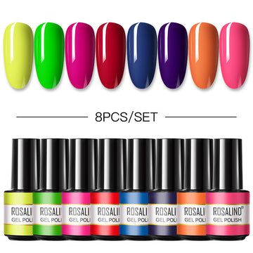 Rosalind Mini Soak Off Professional Nail Art Gel Polish Set 8PCS Nail Art Design LED/UV Lamp